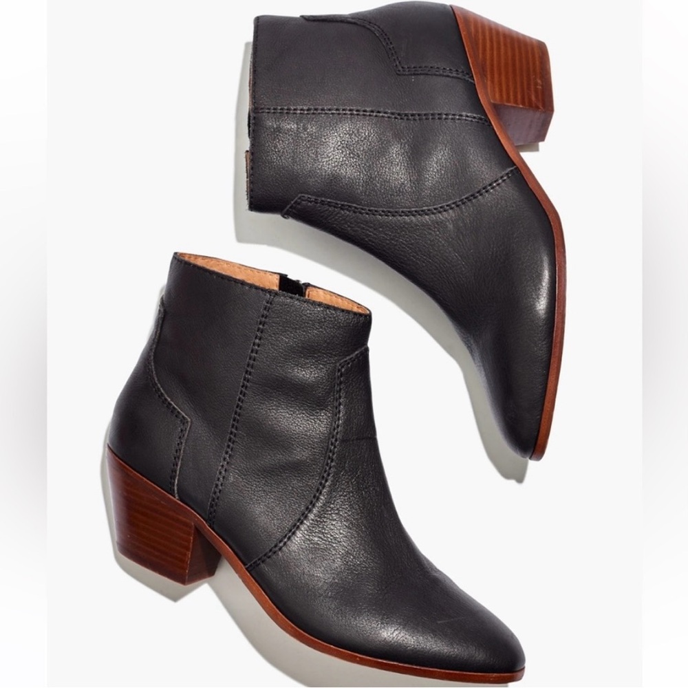 Madewell The Western Boot Black EUC Size 8 Leather